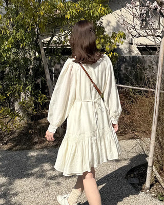 Frill String Point Shirring Dress