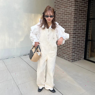 Front zip cotton overalls