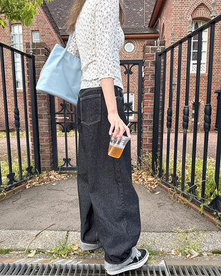 Wide-leg denim pants