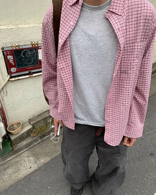 Simple checkered long-sleeved shirt