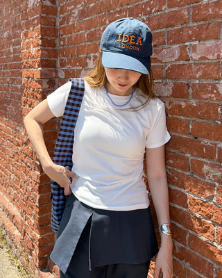 Unique pintuck semi-cropped French T-shirt