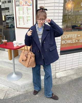 Double-breasted quilted coat
