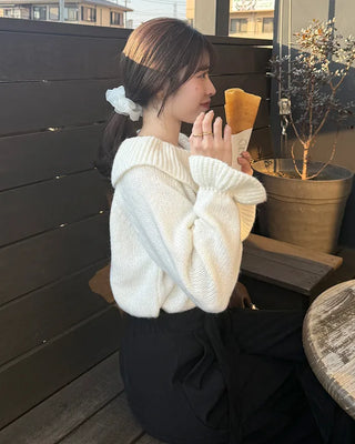 Frill collar cardigan