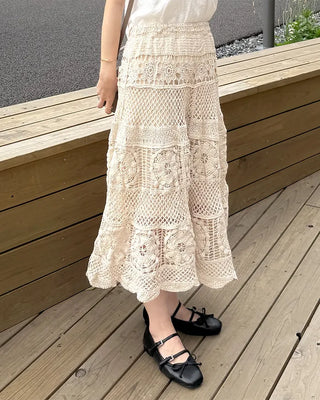 Knitted banded long skirt