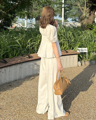Pintuck bustier and slacks set