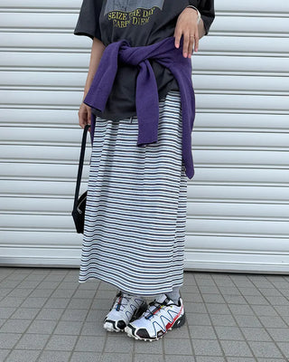 Triple Border Rib Easy Maxi Skirt