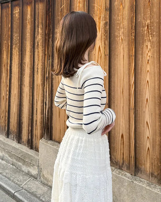 Striped off-shoulder knit