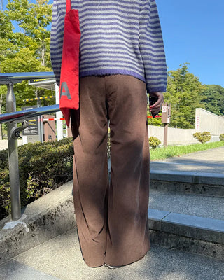 Corduroy ribbed elastic waist pants