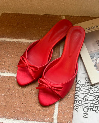 Ribbon satin open-toe sandals