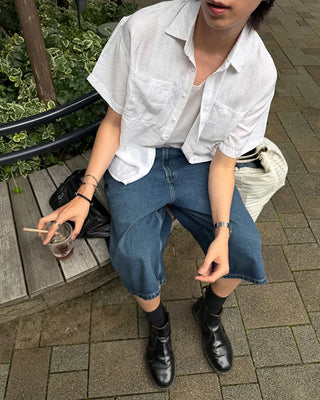 Basic Linen Two-Pocket Short-Sleeve Shirt