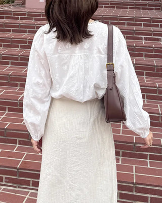 Flower pattern sheer blouse