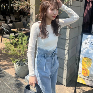 Round neck sheer long T-shirt
