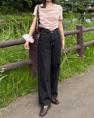 Asymmetrical Drape Short-Sleeve T-Shirt