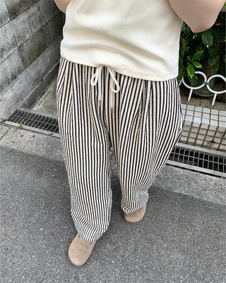 Striped elastic waist pants