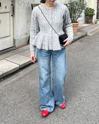 Semi-bootcut denim pants