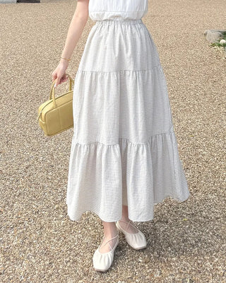 Checked long skirt