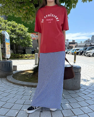 Gingham check maxi skirt