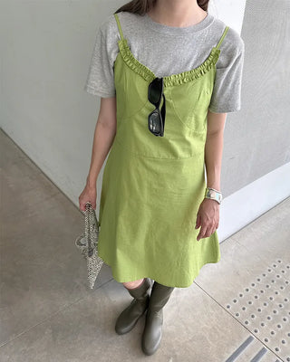 Frill bustier midi dress