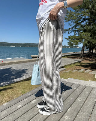 Simple striped banding pants