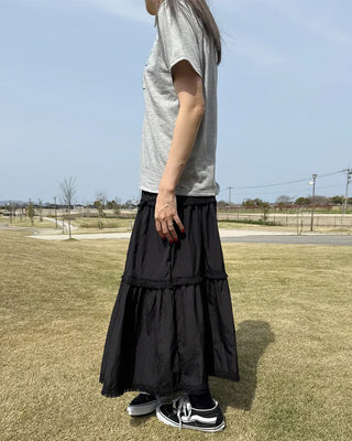 Tassel tiered long skirt