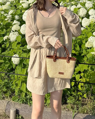 Linen shirt and shorts set