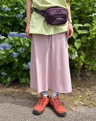 Bordered waist drawstring maxi skirt
