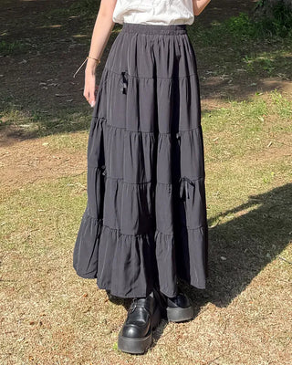 Ribbon detail can-can long skirt