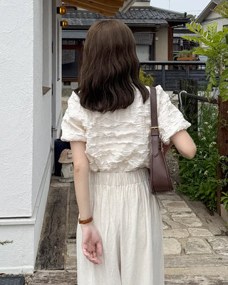 Wrinkle Volume Short-Sleeve Blouse