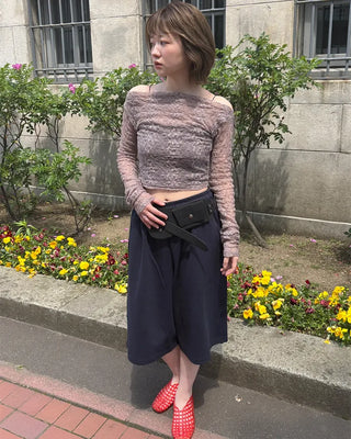 Lace sheer off-shoulder