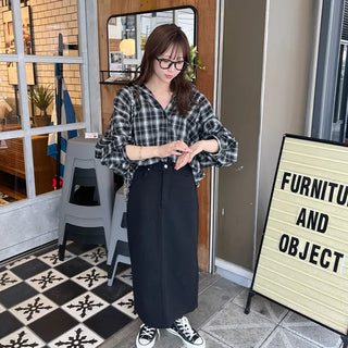Checked loose-fit shirt
