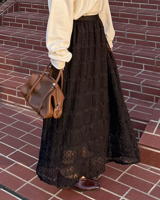 Polka Dot Frill Long Skirt