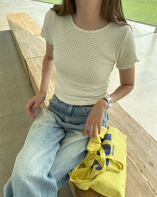 Polka Dot Short-Sleeve Round Neck T-Shirt