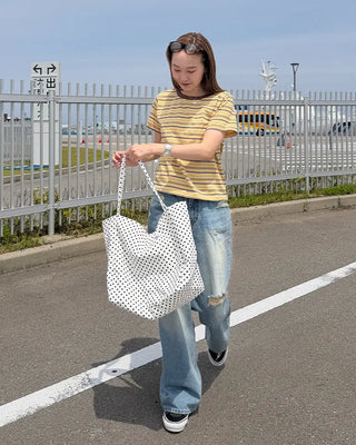 Dot canvas tote bag