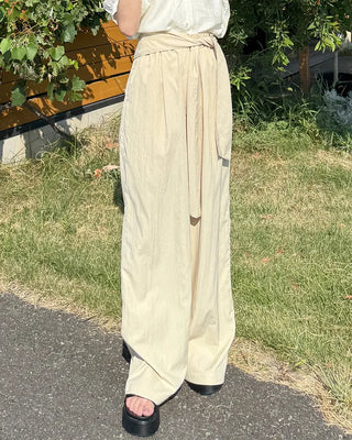 Scarf-layered pants