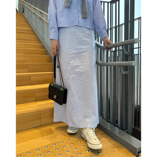 Striped cotton long skirt