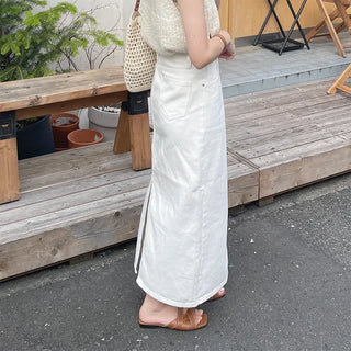 Cotton straight long skirt