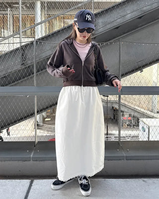 White lace point long skirt