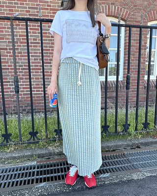 Washed stripe maxi skirt