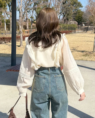 Frilled ribbon blouse