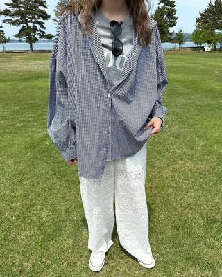 Checked hoodie shirt