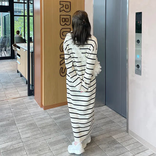 Striped knit long dress