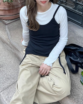 Simple pintuck chino pants