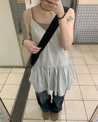 Shirred Mini Volume Camisole Dress