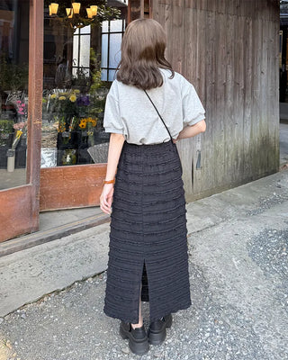 Wave frill long skirt