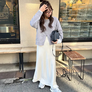 Satin Mermaid Line Long Skirt