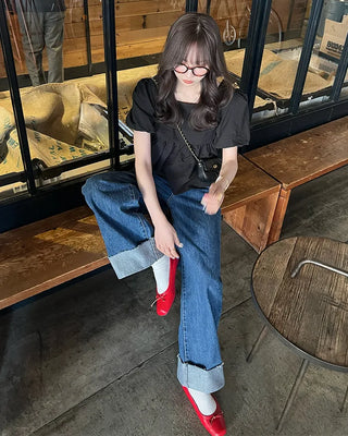 Square neck puff blouse