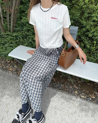Perforated Cropped Short-Sleeve T-Shirt