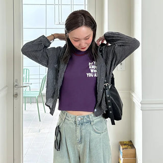 Checked string hooded shirt