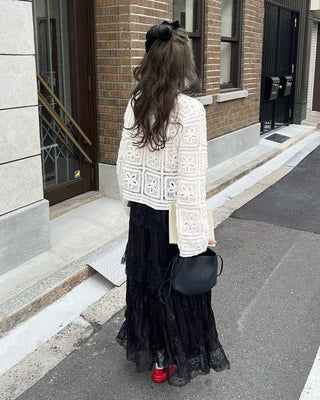 Shatin Gathered Lace Cancan Long Skirt