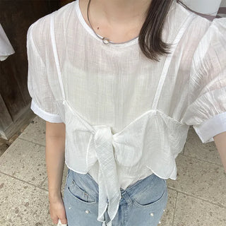 Ribbon layered blouse